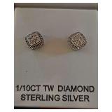 Sterling silver 1/10 ct diamond earring new in box. Missing one earring back.