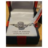 Sterling silver 1/10 ct diamond ring new in box.