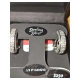 Sterling silver 1/2 ct diamond earrings new in box.