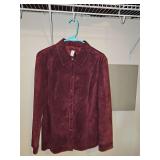 Investments plum color suede leather snap front shirt/jack. Size large in very good condition.