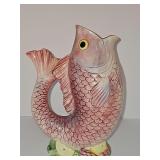 Fitz and Floyd fish pouring pitcher. 11 in tall.