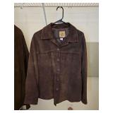 A.M.I. dark brown suede leather button front shirt/jack. Size XL in very good condition