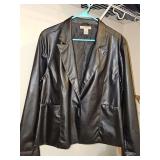 Mountain lake size large black leather-look blazer.