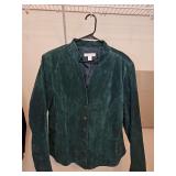 Cold water Creek Green suede leather snap front shirt/jack. Size large in very good condition.