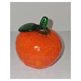 Murano-style blown art glass tangerine. 4 in tall.