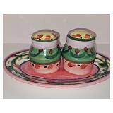Gail Pittman 11.25 inch long tray with matching salt and pepper shakers.