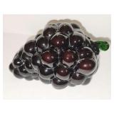 Murano-style blown art glass grape cluster with leaf and stem.