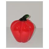 Murano-style blown art glass red bell pepper. 4.25 in tall.