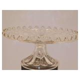Antique EAPG Kansas pattern pedestal dish with scalloped rim. 8 in diameter x 3.75 in tall.
