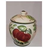 CenTury brand fruit motif cookie jar. 10.25 in tall including lid. Sticker residue where lid was taped to jar.