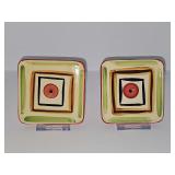 Two Gail Pittman condiment dishes or coasters. 4.5-in Square