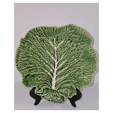 Bordallo Pinheiro green Majolica cabbage-leaf bowl.  10.75 x 11 x 2 in tall.