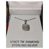 Sterling silver 1/10 ct diamond 18 in necklace new in box.