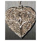 Sterling Silver heart pendant on sterling silver 19 inch rope chain. 15.0 g