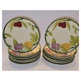 FINAL lot in this auction. 12 Franciscan Fresh Fruit earthenware saucers. 5 7/8 in diameter.