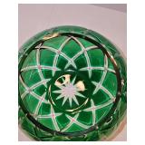 Green cut to clear bowl vase. 5.75 in tall.