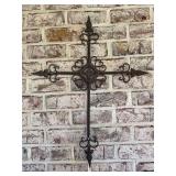 Cast iron decorative cross with scroll work accents - 22-1/2 x 29