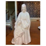 Gorgeous white glazed ceramic figurine of the Holy Family - 12” tall