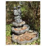 Concrete 3-tiered electric fountain - bottom measures 36” across x approx. 48” tall - BUYER IS RESPONSIBLE FOR REMOVAL