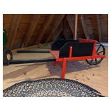 Handcrafted red/black Amish-style decorative wood wheelbarrow - 48” long