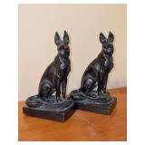 Pair of signed Paul Herzl bronze-clad German Shepherd bookends