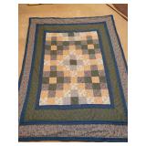 (2) matching machine sewn twin size patchwork quilts - includes a matching throw pillow and sham for each