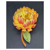 Vintage Dimensional Enamel Flower Brooch