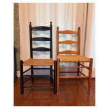 (2) ladder back chairs with woven seating