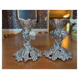Pair of Arthur Court grapevine design candlesticks - 6” tall