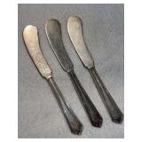 Set of (3) Watson Company monogrammed Sterling butter spreaders - 86.26 grams