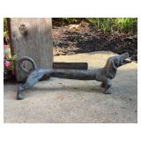 Vintage cast iron dachshund boot scraper and doorstop - 22” long
