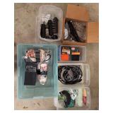 Totes and boxes of lots of different supplies