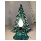 Vintage ceramic lighted Christmas tree with all white lights - extra holes for extra lights - bulb is for display purposes to show working  condition - does require a skinny bulb