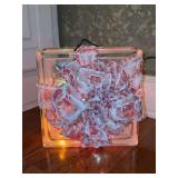 Christmas Glass Block Lighted Cube With Multi Color Lights and Decorative Bow - working condition
