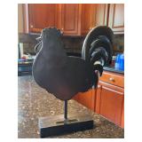 Solid wood black silhouette rooster - 13-3/4” tall