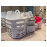Grouping of all shapes and sizes caddies and baskets