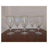 Set of (6) Laurin Gold Collection Water Glasses by Gorham Crystal - 7-1/4” tall