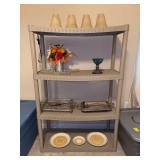 Plastic shelving unit and contents - 34-1/4 x 14 x 52-3/4 tall