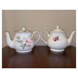 Grouping of (2) Arthur Wood ceramic teapots with pink floral motifs
