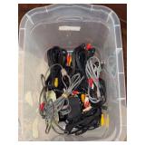 Clear storage container of electronic cables