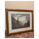 Vintage Signed, Matted and Framed Lee Roberson Print “Smokies Aglow” - 15-3/4 x 12-3/4