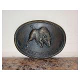Vintage Bush Hog Husky Wild Boar Belt Buckle with Antiqued Brass Finish