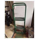 Harper Trucks combination hand truck and step ladder featuring a green metal frame and two non-slip steps