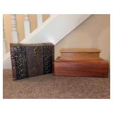 Grouping of (3) various size wood storage boxes
