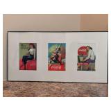 Framed Coca-Cola memorabilia wall art - 20-1/4 x 10-1/4
