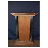 Steel and wood finish podium, 30x16x43"h; as is