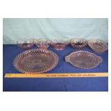 2 Anchor Hocking Waterford pink Depression glass s
