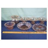 7pcs Anchor Hocking Old Colony Lace pink Depressio