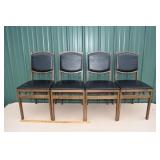 4 Stakmore wood and vinyl upholstered folding side