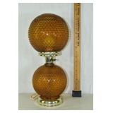 Hobnail amber glass 2-light hurricane table lamp,